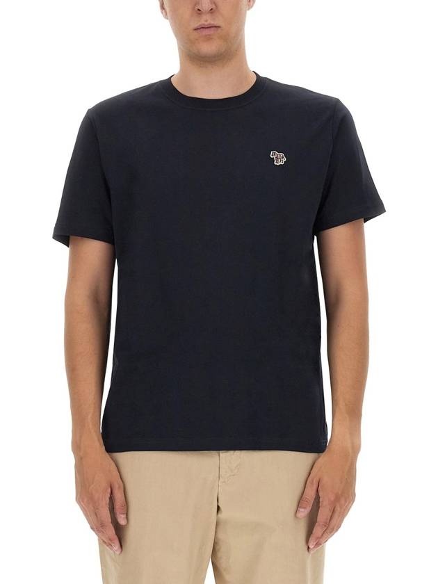 Zebra Logo Crew Neck Cotton Short Sleeve T-Shirt Navy - PAUL SMITH - BALAAN 3