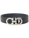 Reversible Adjustable Gancini Belt Black - SALVATORE FERRAGAMO - BALAAN 3