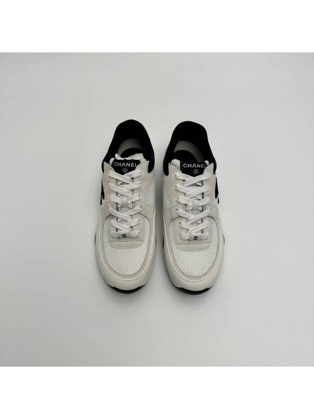 CC Logo Suede Tennis Low Top Sneakers Black - CHANEL - BALAAN 4