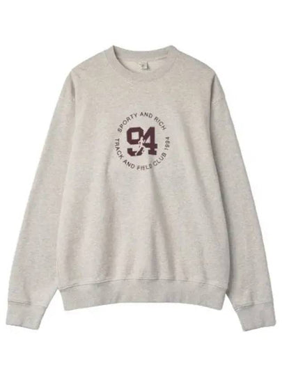 Track Field Flock Crew Neck Cotton Sweatshirt Light Oatmeal - SPORTY & RICH - BALAAN 2