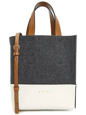 Museo Mini Wool Tote Bag Grey - MARNI - BALAAN 1