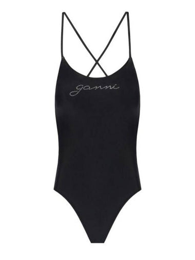 Tie String One-Piece Swimsuit Black - GANNI - BALAAN 1