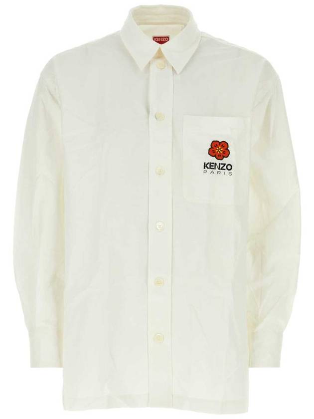 Boke Flower Embroidered Button Long Sleeve Shirt White - KENZO - BALAAN 2