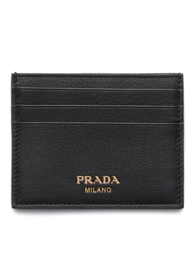 Logo Leather Card Wallet Black - PRADA - BALAAN 2