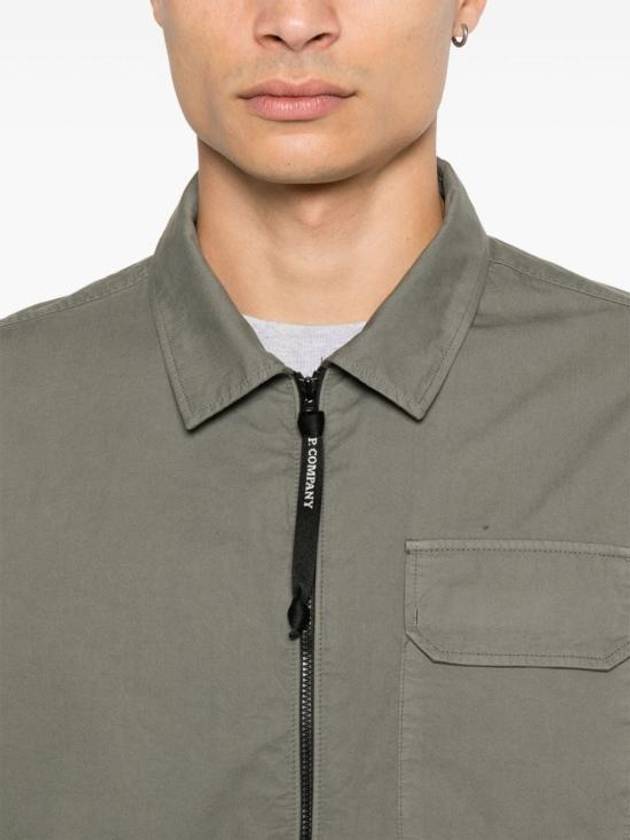 Oversized Organic Gabardine Long Sleeve Shirt Green - CP COMPANY - BALAAN 6