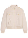 Cream Cashmere Stand Up Collar Blouson Jacket 2W67C6700 01EM - CELINE - BALAAN 1