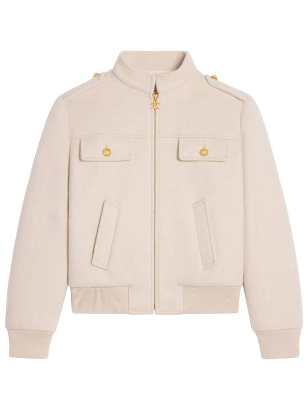 Cream Cashmere Stand Up Collar Blouson Jacket 2W67C6700 01EM - CELINE - BALAAN 1