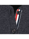 Striped Detail Wool Cardigan Dark Grey - THOM BROWNE - BALAAN 8