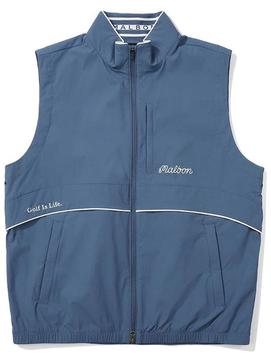 Color line point high neck vest BLUE MAN - MALBON GOLF - BALAAN 1