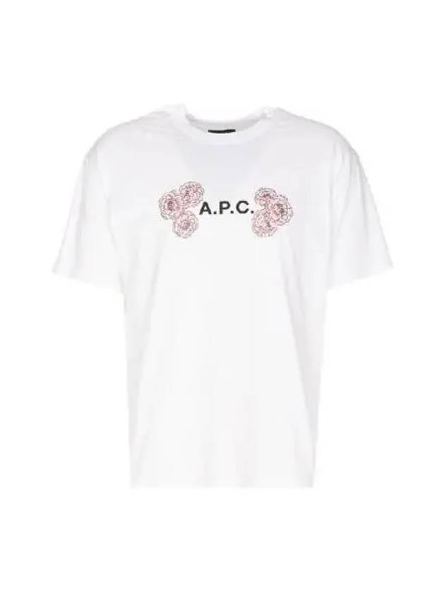 APC Top Flower Short Sleeve White Gray COEIO M26246 - A.P.C. - BALAAN 1