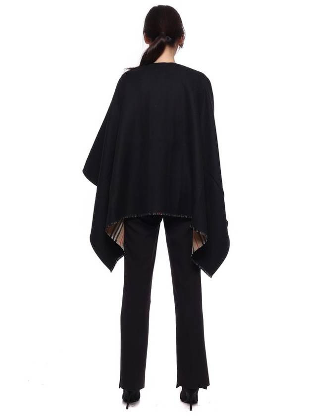 Reversible Icon Stripe Wool Cape Black - BURBERRY - BALAAN 6