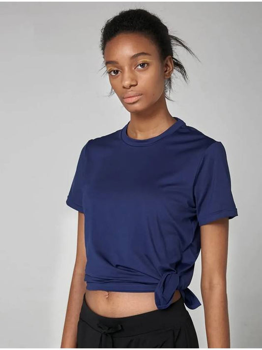 Side Slit Short Sleeve T-Shirt Dark Blue - ATHPLATFORM - BALAAN 1