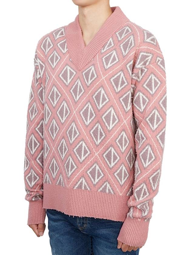 CD Diamond Motif Pattern Wool Knit Top Pink - DIOR - BALAAN 3