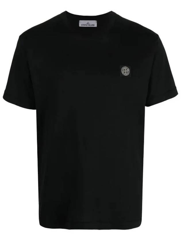 Logo Patch Cotton Short Sleeve T-Shirt Black - STONE ISLAND - BALAAN 2