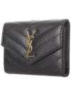 Monogram Cassandra Matelasse Half Wallet Black - SAINT LAURENT - BALAAN 3