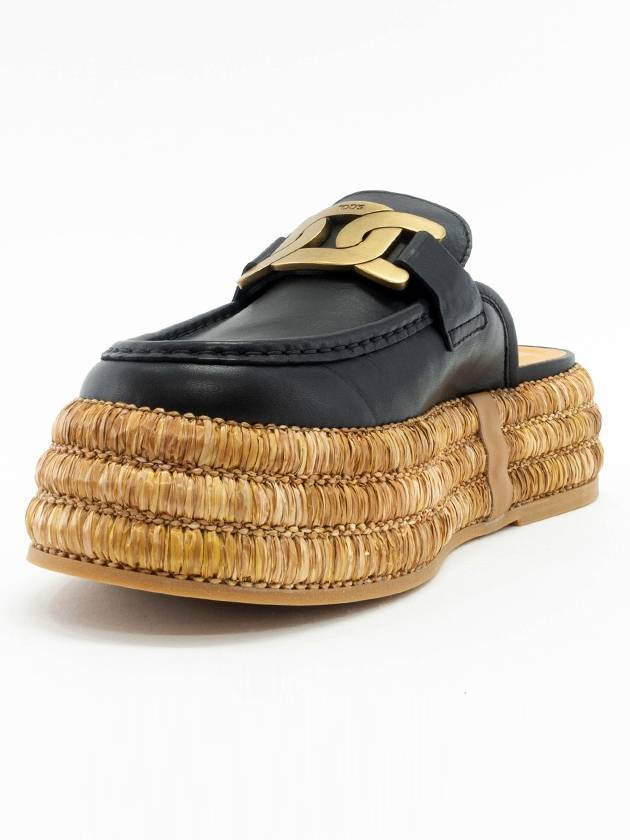 Kate Logo Leather Raffia Bloafer Black - TOD'S - BALAAN 9