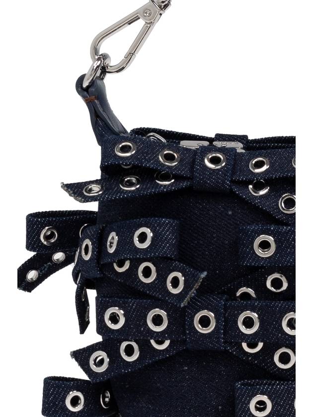 Ganni Handbag With Appliqués, Women's, Navy Blue - GANNI - BALAAN 6