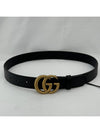 Men's GG Marmont Double G Buckle Gold Hardware Leather Belt Black - GUCCI - BALAAN 2