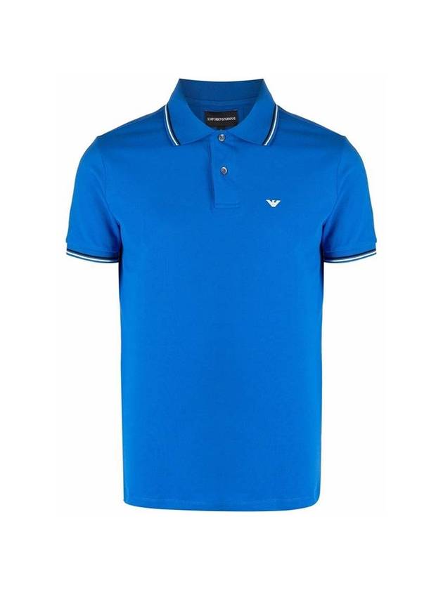 logo embroidery PK shirt cobalt blue - EMPORIO ARMANI - BALAAN 1