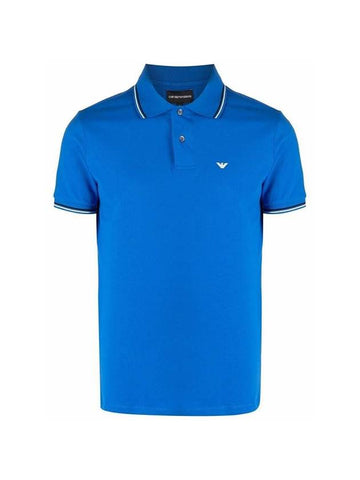 logo embroidery PK shirt cobalt blue - EMPORIO ARMANI - BALAAN 1