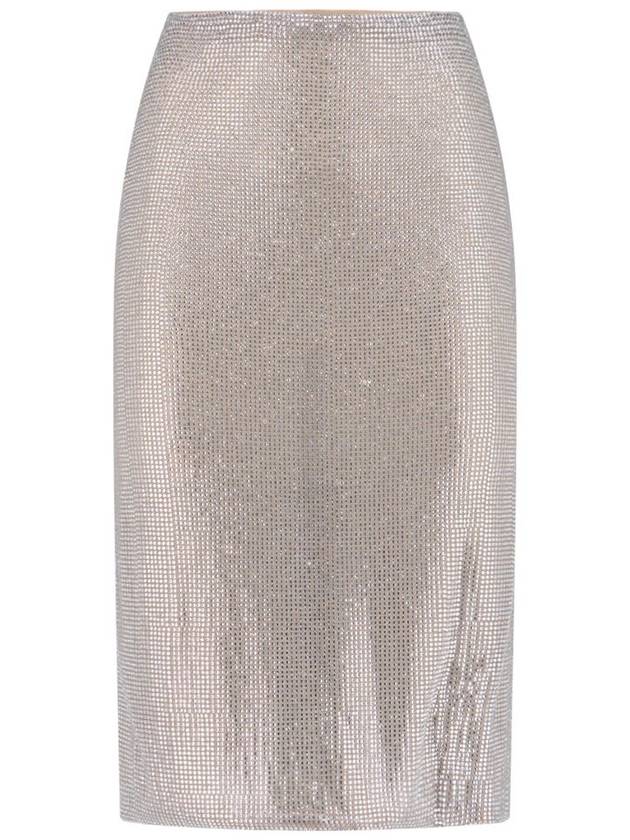 Silver Midi Skirt With Crystals Decoration In Technical Fabric Woman - GIUSEPPE DI MORABITO - BALAAN 4