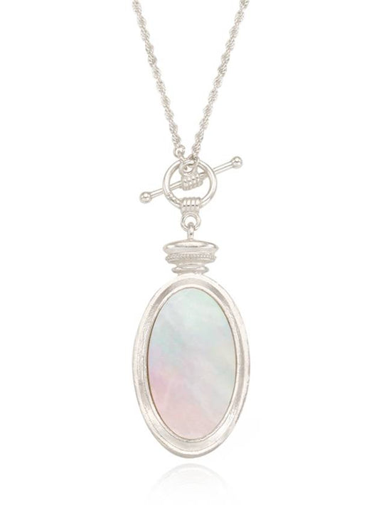 Compass Mother of Pearl Silver Necklace - CHAMBRILLER - BALAAN 2