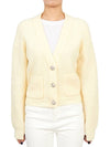 Ribbed V-Neck Soft Wool Cardigan Yellow - GANNI - BALAAN 2