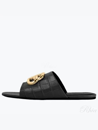 Gold BB Logo Oval Slippers Black - BALENCIAGA - BALAAN 2