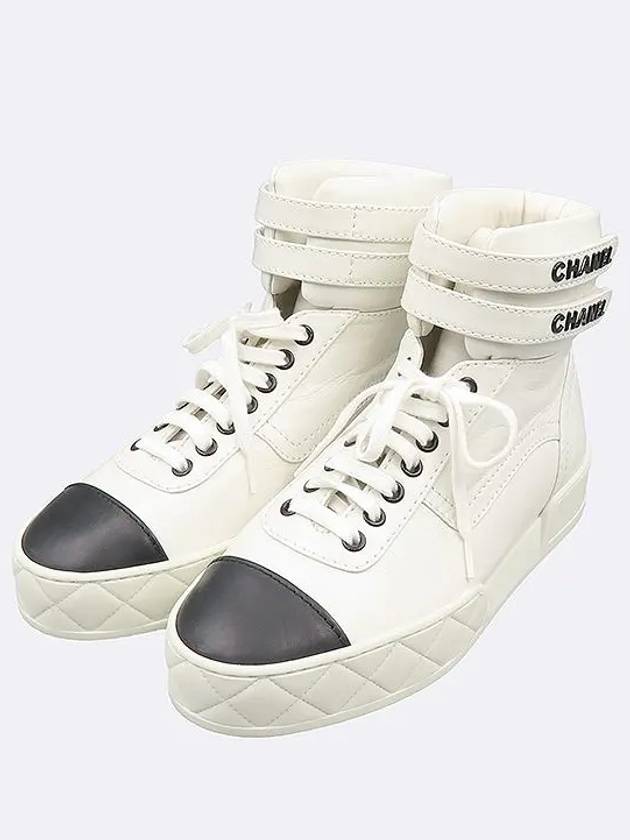 G45312 White leather high top sneakers size 38 - CHANEL - BALAAN 4