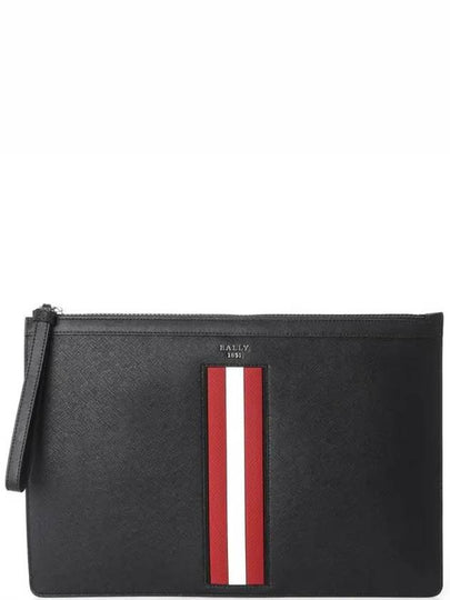 Bollis Large Recycled Leather Clutch Bag Black - BALLY - BALAAN 2