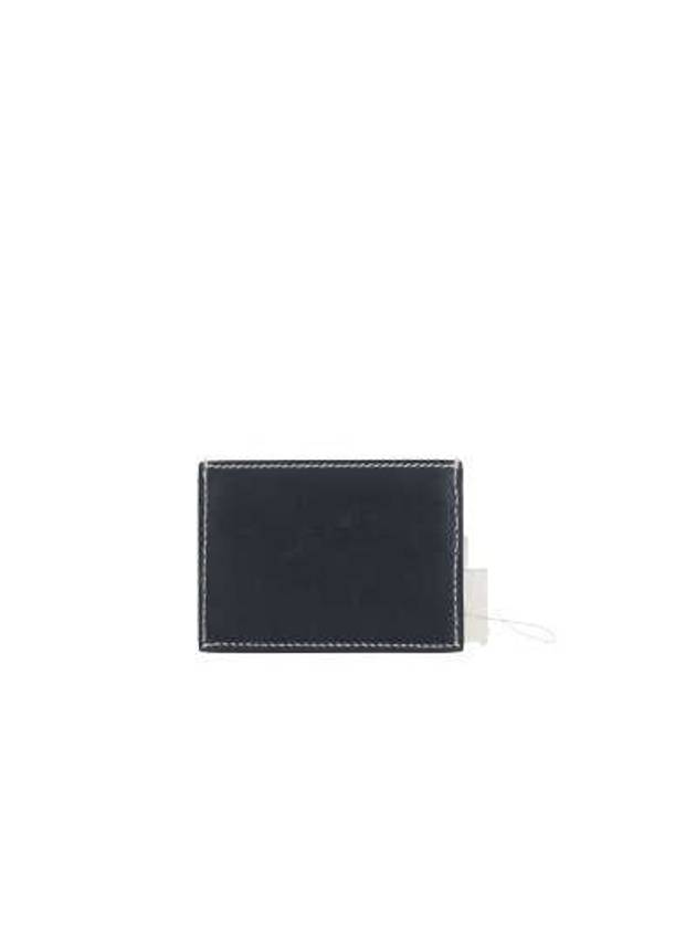 Stitched Vacchetta Card Wallet Navy - THOM BROWNE - BALAAN 4