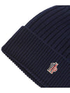 Grenoble Logo Patch Wool Beanie Midnight Blue - MONCLER - BALAAN 8