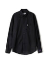 Embroidered Logo Cotton Long Sleeve Shirt Black - MSGM - BALAAN 1