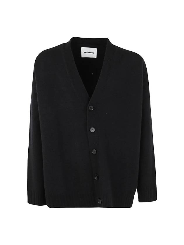 V-neck Button Wool Cardigan Black - JIL SANDER - BALAAN 1