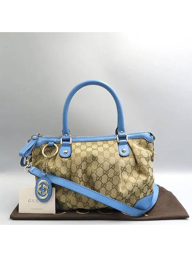 247902 GG logo jacquard leather trimming charm decoration tote bag shoulder strap 2WAY - GUCCI - BALAAN 1