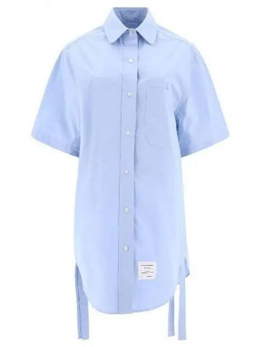 Cotton Shirt Dress Light Blue FDSD91AF0184480 - THOM BROWNE - BALAAN 1