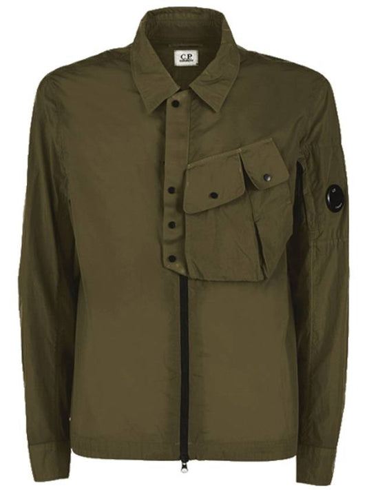 Lens Wappen Chrome Overshirt Jacket Khaki - CP COMPANY - BALAAN.