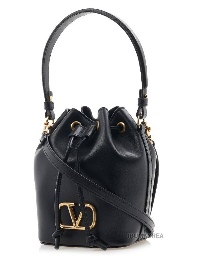 V Logo Signature Nappa Leather Bucket Bag Black - VALENTINO - BALAAN 3