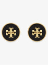 Kira Enamel Circle Stud Earrings Black Gold - TORY BURCH - BALAAN 3