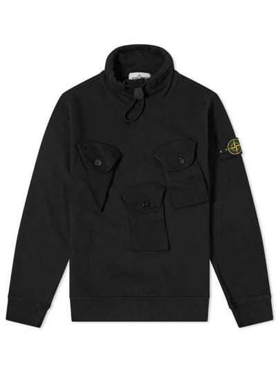 Wappen Patch Multi-Pocket Mock Neck Sweatshirt Black - STONE ISLAND - BALAAN 2