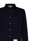 Men's Button Down Wool Milano Long Sleeve Shirt Navy - THOM BROWNE - BALAAN 4