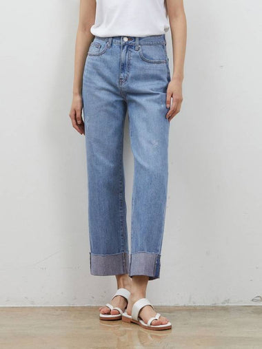 Denim Rollup Straight Pants Blue - RYUL+WAI: - BALAAN 1