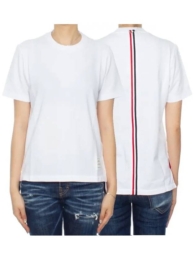 Center Back Stripe Classic Cotton Pique Relaxed Fit Short Sleeve T-Shirt White - THOM BROWNE - BALAAN 2