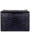 Crocodile Embossed Leather Sunset Medium Cross Bag Black - SAINT LAURENT - BALAAN 5