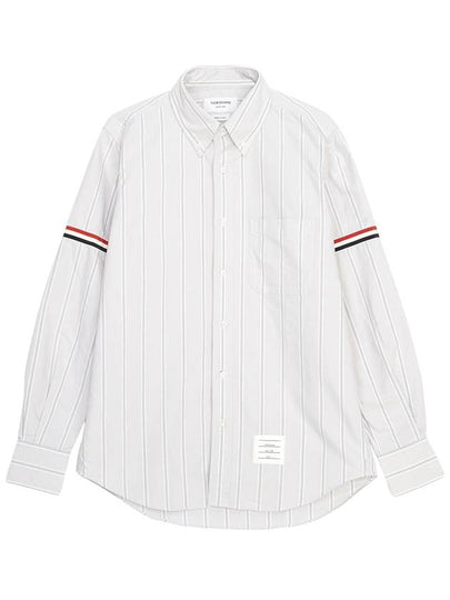 Oxford Armband Stripe Long Sleeve Shirt Grey - THOM BROWNE - BALAAN 2