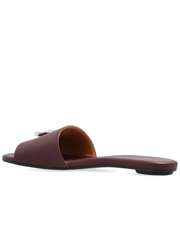 Alexander McQueen Leather Slides, Women's, Burgundy - ALEXANDER MCQUEEN - BALAAN 5