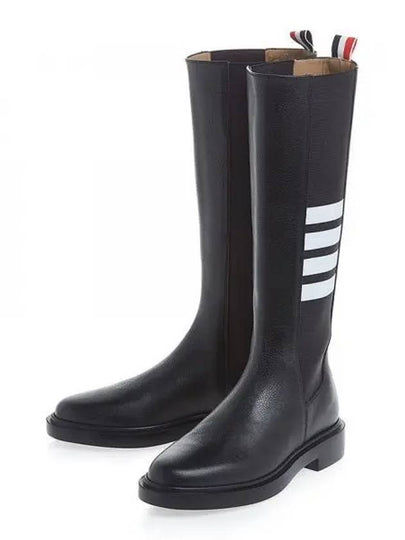 Logo Pebble Leather Chelsea Long Boots Black - THOM BROWNE - BALAAN 2