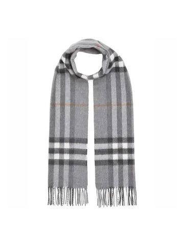 Classic Check Cashmere Muffler Gray - BURBERRY - BALAAN.