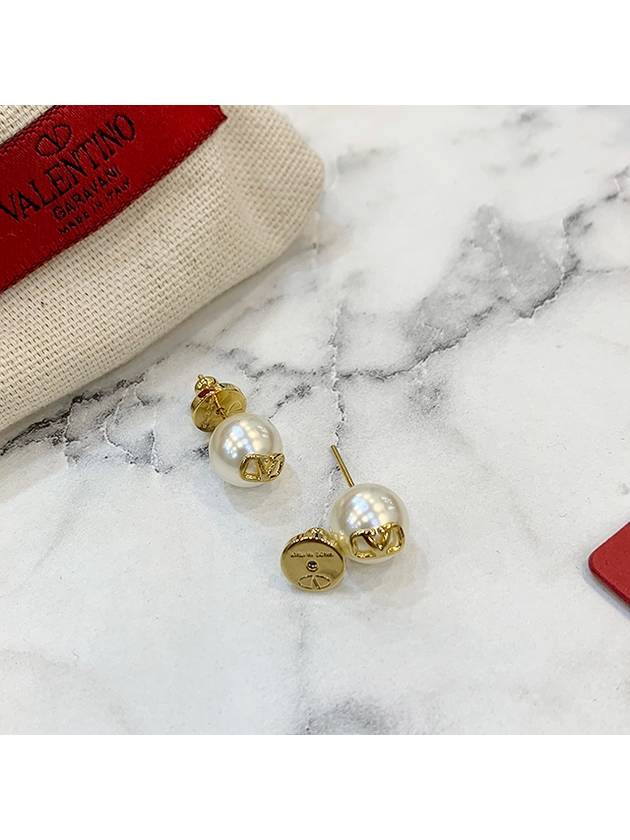 V Logo Earrings Gold - VALENTINO - BALAAN 7