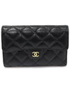 AP0232 Black caviar gold CC logo classic flap medium wallet 30s - CHANEL - BALAAN 1